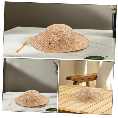 Unomor 2Pcs DIY Blank Summer Sun Hat Unpainted Craft Straw Cap with Wide Brim for Outdoor Fun for Beach Park Picnics for Boys Creativity Khaki3