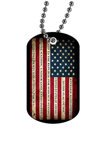 Rogue River Tactical USA American Flag Dog Tag Pendant Jewelry Necklace Military Gift Pledge of Allegiance
