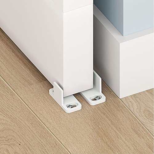 Angoily Sliding Door Floor Guides: 2 Sets Flat Guide Bottom Stoppers Swing Stopper Suitable for Barn Door Slotted and Non-Slotted Doors Track Hardware - Image 2