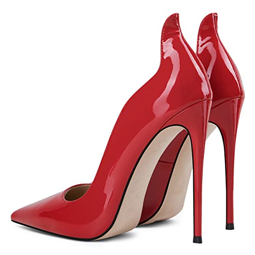 FSJ Women Pointed Toe High Heels Sexy Stiletto Pumps Slip On Faux Leather Rhinestone Heeled Sparkly Prom Wedding Dress Shoes Size 4-15 US2