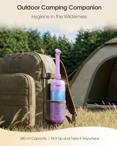 Image of Portable Bidet for Travel & Camping - Manual Squeeze Peri Bottle Handheld | 3 Leak-Proof Seals | BPA-Free | Feminine Hygiene Care Postpartum | Extendable Sprayer with Nozzle for Men&Women-Light Purple