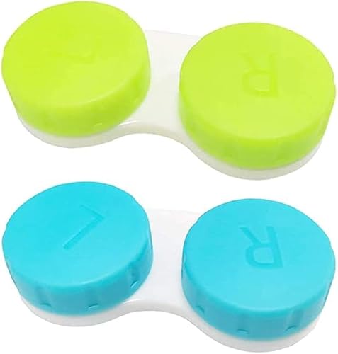 Contact Lens Case [2 Pieces] Cute, Safe, Non-Toxic, Contact Lens Box, Contamination Prevention, Storage Case, Lightweight, Soft Lenses, Hard Lenses, Color Controls, For Outdoors, Travel, Portable, Bus