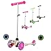 WeSkate Trottinette Enfant 3 Roues pour Débutants Filles Garçons de 4 à 8 Ans,Mini Patinette avec Roues Lumineuses et Guidon Réglable sur 3 Niveaux Légère et Facile à Transporter
