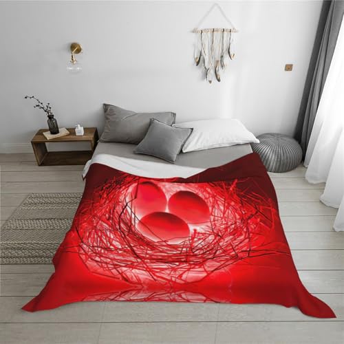 Couverture flanelle douce et légère à motif œufs rouges rigolo - 6