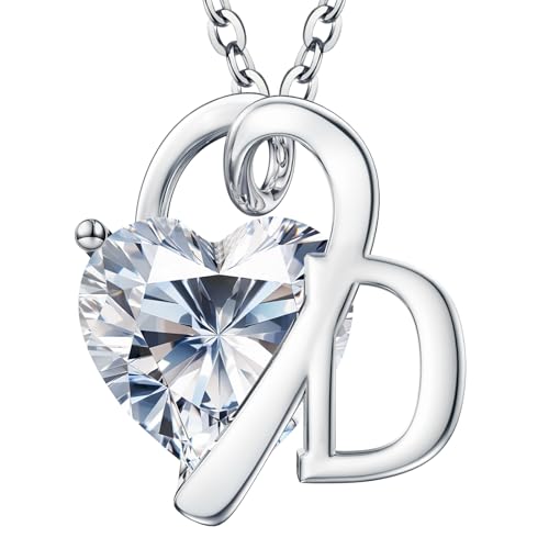 Image of ForeverLove Heart Necklaces for Women, 4-2 Carats Heartshap Moissanite, Silver Pendant Jewelry, Anniversary Birthday Gifts for Wife, Girlfriend, Daughter, Mom
