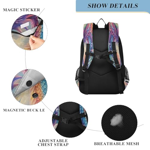 Kids Backpacks School Daypack College Bag Bookbag for Boys Girls Rainbow Dragon Cloud3