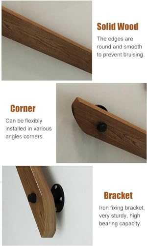 Kit complet de barres d'appui murales en bois pour escalier intérieur - 5