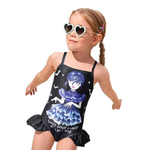 Bostetion Wednesday Addams Swimsuits For Girls Wednesday Bathing Suits One Piece Swimwear Little Girls 5-12 Years Kids #TOP1
