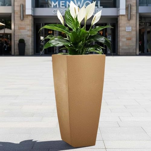 Image of Go Hooked Matrix 26 Inch Big Flower Pot | Outdoor & Indoor Planter for Balcony, Garden & Terrace | Durable Lightweight Decorative Polymer Pot for Live & Artificial Plants (Brown)