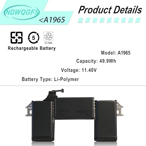 Image of A1965 A1932 A2179 Battery Replacement for MacBook Air 13 inch Retina (Late 2018 2019) A2179 (Early 2020) EMC 3184 3302 MacBook Air8,1 8,2 9,1 MRE82LL /A MRE92LL /A MVFH2LL /A MVFM2LL /A MRE82B /A