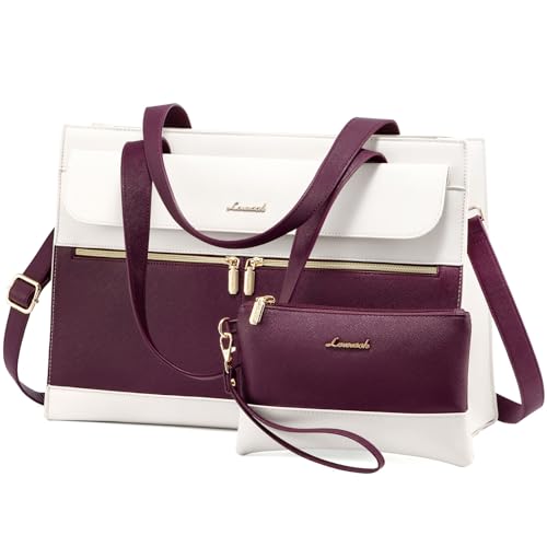 Image of LOVEVOOK Laptop Bag Women 15.6 Inch Laptop Tote Professional Leather Computer Briefcase Waterproof Shoulder Bag Large Capacity Business Teacher Office Crossbody Purse