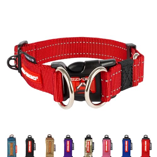 EzyDog Double Up Dog Collar - Reflective Dog Collar with ID Tag D-Ring, For Small to Large Dogs - Soft-Touch, Reflective, Durable - For Active Pets