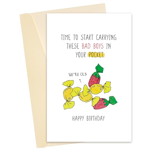 Heyshoo Humor Getting Old Greeting Card, 40th 50th 60th Birthday Card for Husband Friend, Pun Hard Candies Bday Gift Idea