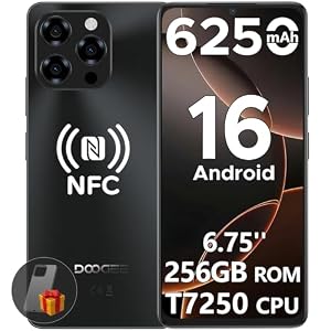 DOOGEESmart Note 58 Pro Mobile Phones, Android 16 Smartphone, 6250mAh& 32(8+24) GB+256GB/2TB, 6.75" HD+ 90Hz Display, 4G Dual SIM Free Unlocked Phones, Widevine L1, Fingerprint/Face ID/OTG/GPS/NFC
