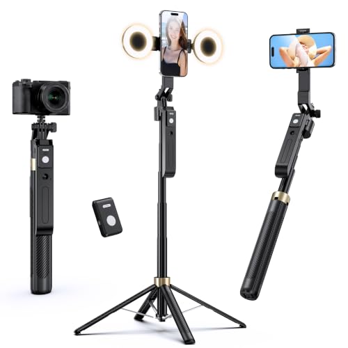 Image of UBeesize 70 inch Auto Face Tracking Phone Tripod for iPhone & Camera with Light