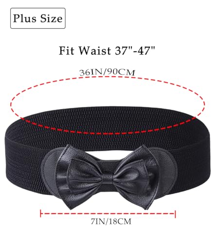 Abien Womens Stretchy Belt Wide Elastic Belts Bow Waist Belt Plus Size for Women Dress2