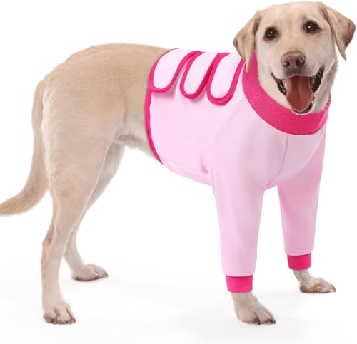 Image of KOESON Dog Front Leg Sleeve to Stop Licking, Soft Cotton Recovery Suit for Dogs After Surgery, Adjustable Leg Elbow Protector for Large Dogs, Breathable Dog Recovery Sleeve Front Leg, Pink 3XL