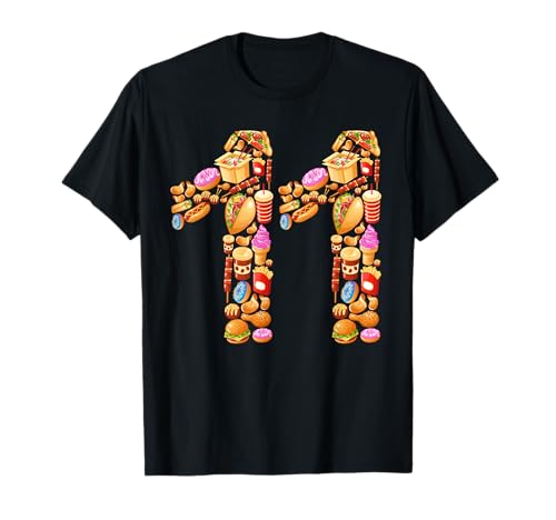 11 Years Old Boys Girls 11th Birthday Fast Food Theme Party T-Shirt