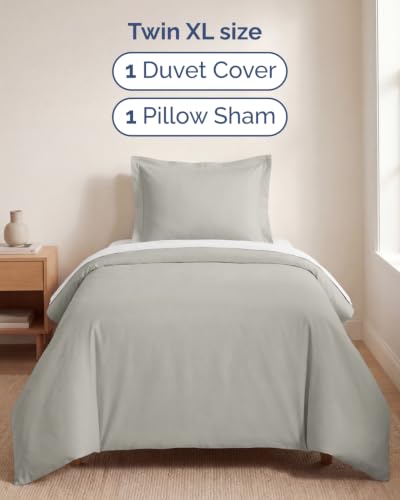 Image of Duvet Cover Twin /Twin XL - 2 Piece Set, College Dorm Room - Light Grey