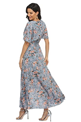 Image of VintageClothing Women's Wrap V Neck Floral Summer Dresses High Low Maxi Casual