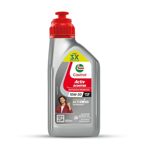 Castrol Activ Scooter 10W-30 4-AT Engine oil with Synthetic Technology (800 ML) | 3X Protection with Actibond Technology | Engine Protection for Scooters | API SN and JASO MB