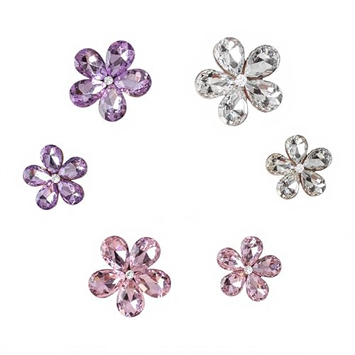 6Pcs Bling Crystal Flower Fridge Magnets, Cute Refrigerator Magnet for Home Office Whiteboard Locker Decor Accessories
