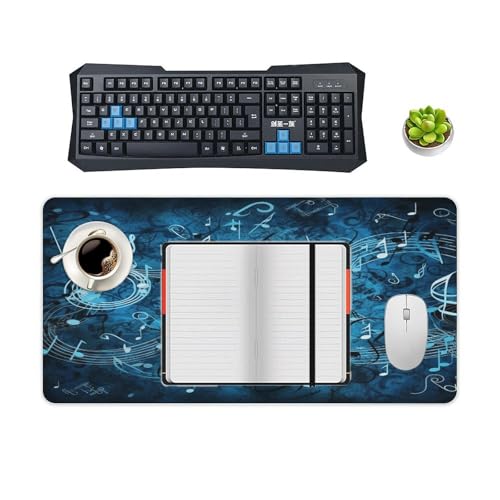 Blue Musical Notes Desk Pad con base antideslizante grande miniatura 4