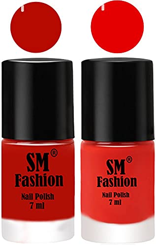 Image of Long Lasting Nail Polish | Nail Paint Combo 7 ml Each) - Set of 2 Red Orange-Fire Orange