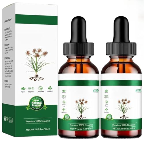 2 piezas de aceite de depilación Cyperus rotundus, aceite de depilación de plantas naturales puro, reduce el crecimiento del vello corporal, adecuado para todo tipo de piel (60 ml)