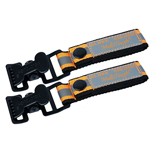 MELOTOUGH Work Glove Holder Glove Strap Quick Leash with Alligator Clip for Tool Belt 2 pk (Reflective Orange)