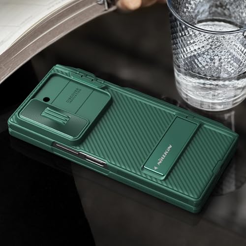 Image of Nillkin Samsung Galaxy Z Fold 6 Case with S Pen Holder & Hinge Protection [Hidden Kickstand] [Slide Camera Cover] CamShield Pro Slim Protective Case for Galaxy Z Fold 6 5G (Dark Green)