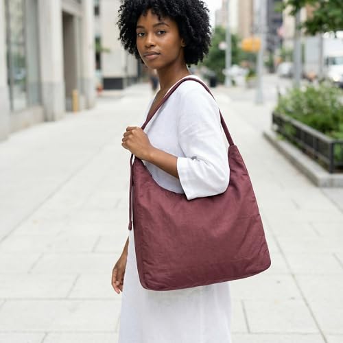 Image of FASTFAIRY Nylon Shoulder Bag - Adjustable Quilted Strap, Structured Slouchy Design with Interior Zip Pocket