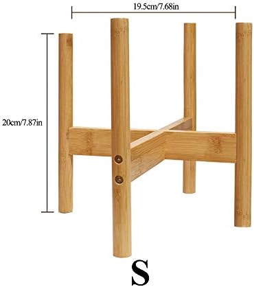 QUMENEY Mid Century Modern Indoor Plant Stand, Wood Flower Pot Holder for Home, Office, Garden, Patio, Lawn, Yard, Restaurant, Cafe (Small)
