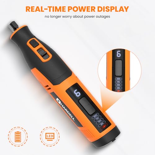 Image of 4V Cordless Rotary Tool Kit with 80Pcs, 4000mAh Long-lasting Battery, 6 Speeds 8000-28000RPM Rotary Tool with Digital Display for Cutting, Sanding, Polishing, Drilling, Engraving, DIY Crafts(Orange)