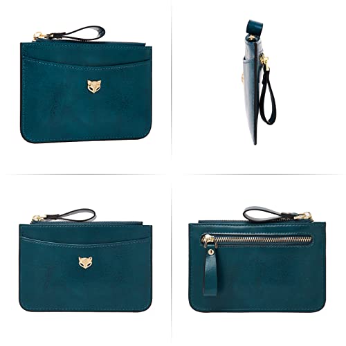 Foxlover Women's Small Pvc Leather Credit Card Holder Rfid Blocking Compact Zipper Pocket Wallet Thin Card Case Purse With Id Window (Navy) #TOP3