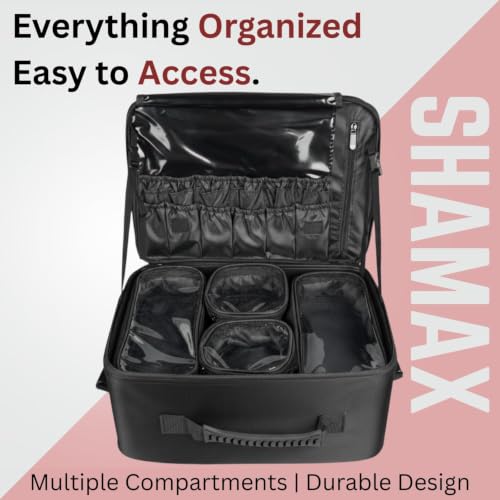 Image of SHAMAX Extra Large Makeup Vanity Bag for Beauty Professionals Train Case
