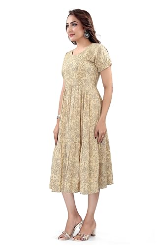 Image of B2F Women's Flared Anarkali Maternity Dress, Feeding Kurti with Concealed Zip for Pre & Post Pregnancy