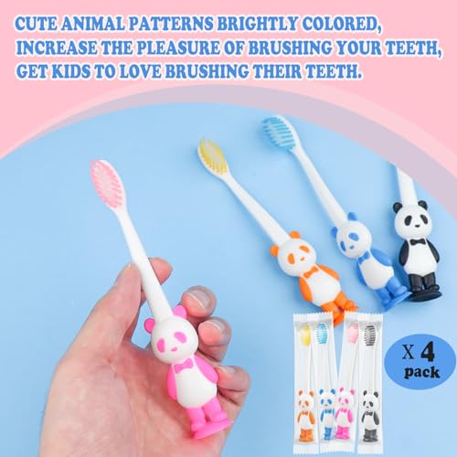 Einweg-Zahnbürste für Kleinkinder, Großpackung mit 100 Stück, Saugnapf, für Kinder ab 2 Jahren, einzeln verpackt, Tierzahnbürste für Jungen, Mädchen, für Zuhause, Schule, Camping, Kindertagesstätte, – Bild 8