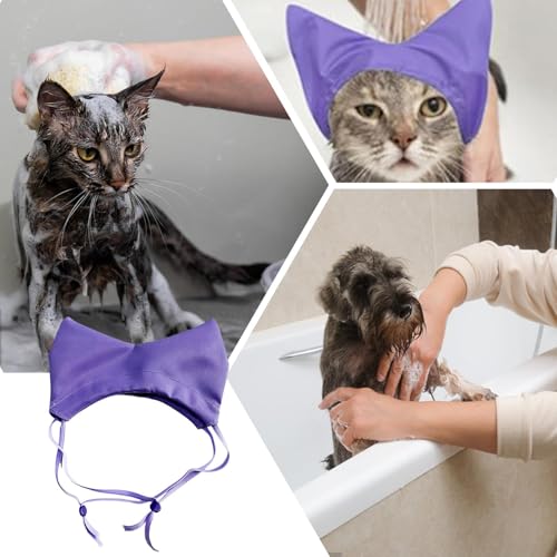 Capace de chuveiro de gato, boné de banho para cães - Capéu de chuveiro ajustável Tampa do ouvido de