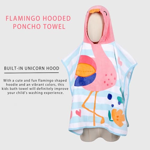 Illikkuyax BHBT03 Flamingo Hooded Baby Towels Kids Beach Towels Wrap Toddler Towel Poncho For Age 0 To 6 Boys Girls Swim Cover Up Pool Towels thumb #5