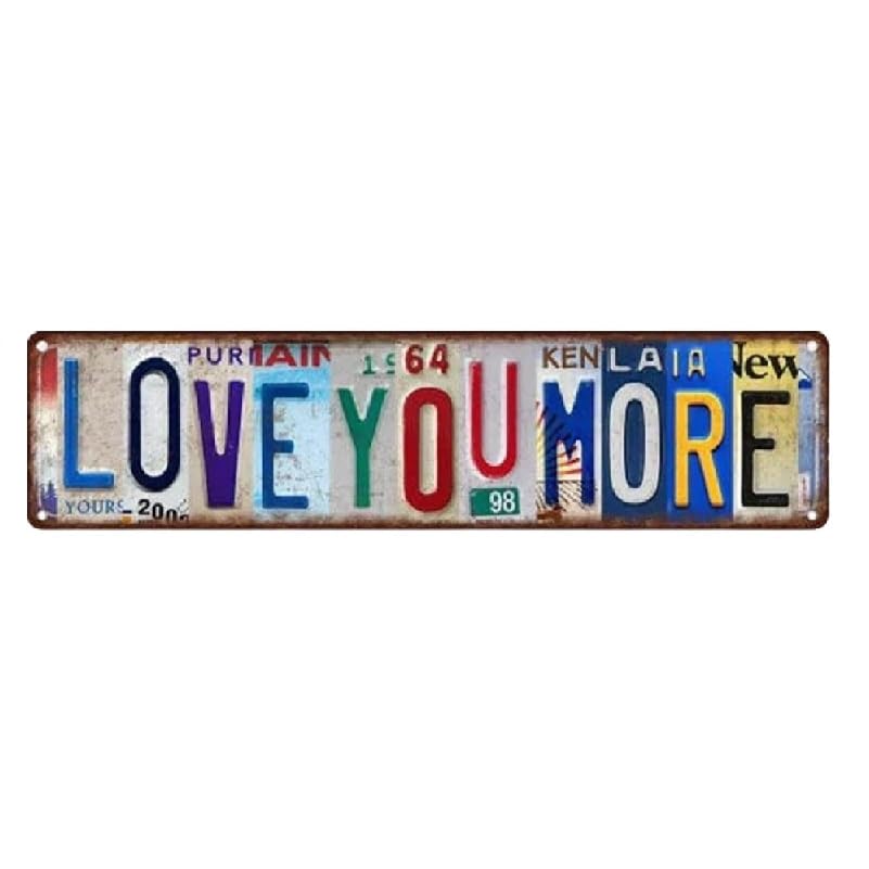 Love You More Door Sign, Rustic Romantic Sign, Metal Love Wall Decor, Vintage Home Decoration with Elegant Design, Hangable Art Painting Wall Sign Decoration for Entryway and Hallway (S (20.3 * 6cm))
