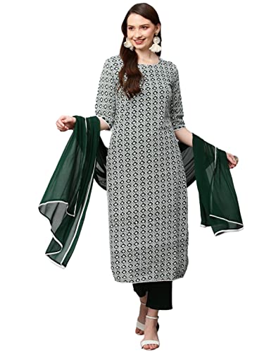 Kurta pour femme vêtement indien vert taille 42 ensemble pantalon dupatta chic
