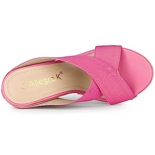 Allegra K Allegra K Women's Platform Slide Pink Wedge Sandals 6 M US