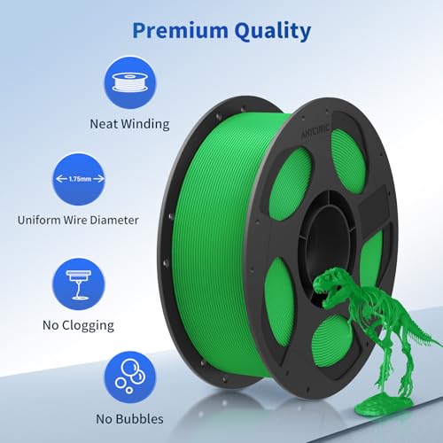 Image of ANYCUBIC PLA 3D Printer Filament, 3D Printing PLA Filament 1.75mm Dimensional Accuracy + /- 0.02mm, 1KG Reusable Spool (2.2 lbs), Green