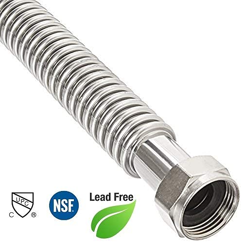 Ez-Fluid 24-Inch,1-Inch Fip X 1-Inch Fip Corrugated Flexible Stainless Steel Water Heater Connector Full-Port For Female Iron Water Pipes Fitting Also For Water Softener,Filter ,Large Port (1Pc) #TOP5