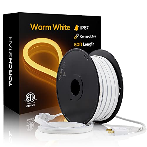 TORCHSTAR Premium 50ft LED Neon Rope Light, Graduation Decorations, Outdoor IP67 Waterproof, 120V UL...