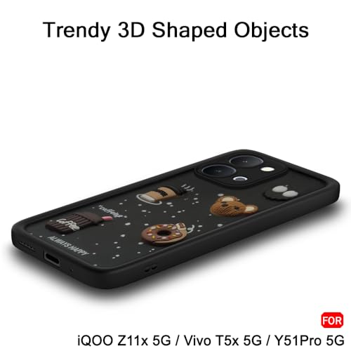 Image of TheGiftKart Back Cover Case for iQOO Z11x 5G / Vivo T5x 5G | Cute Fun Cartoon 3D Bear Coffee Case | Full Camera Protection | ShockProof Back Cover Case for iQOO Z11x 5G / Vivo T5x 5G (Silicone, Black)