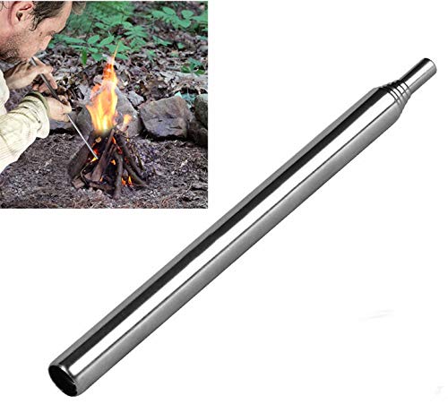 CaLeQi Spitfire Tube de poche pliable en acier inoxydable pour feu de camp, outil de camping en plein air, camping, survie