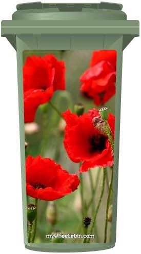 Red Poppys Wheelie Bin Sticker Panel Large