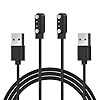 [2-Pack] Compatible with BIGGERFIVE Brave 2 Smartwatch Charger, Magnetic USB Charging Cable for BW02&BW01 (not for Vigor 2L) (Black&Black)